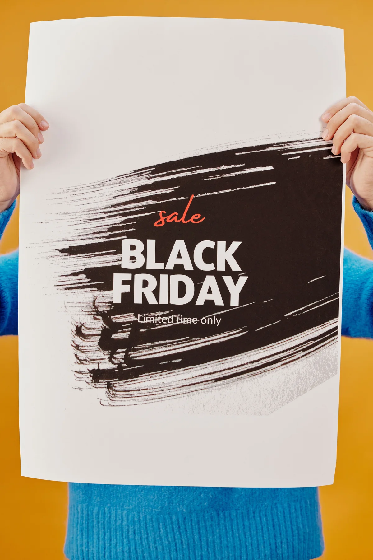 Poster Black Friday với chữ nổi bật, ảnh tham khảo Pexels.